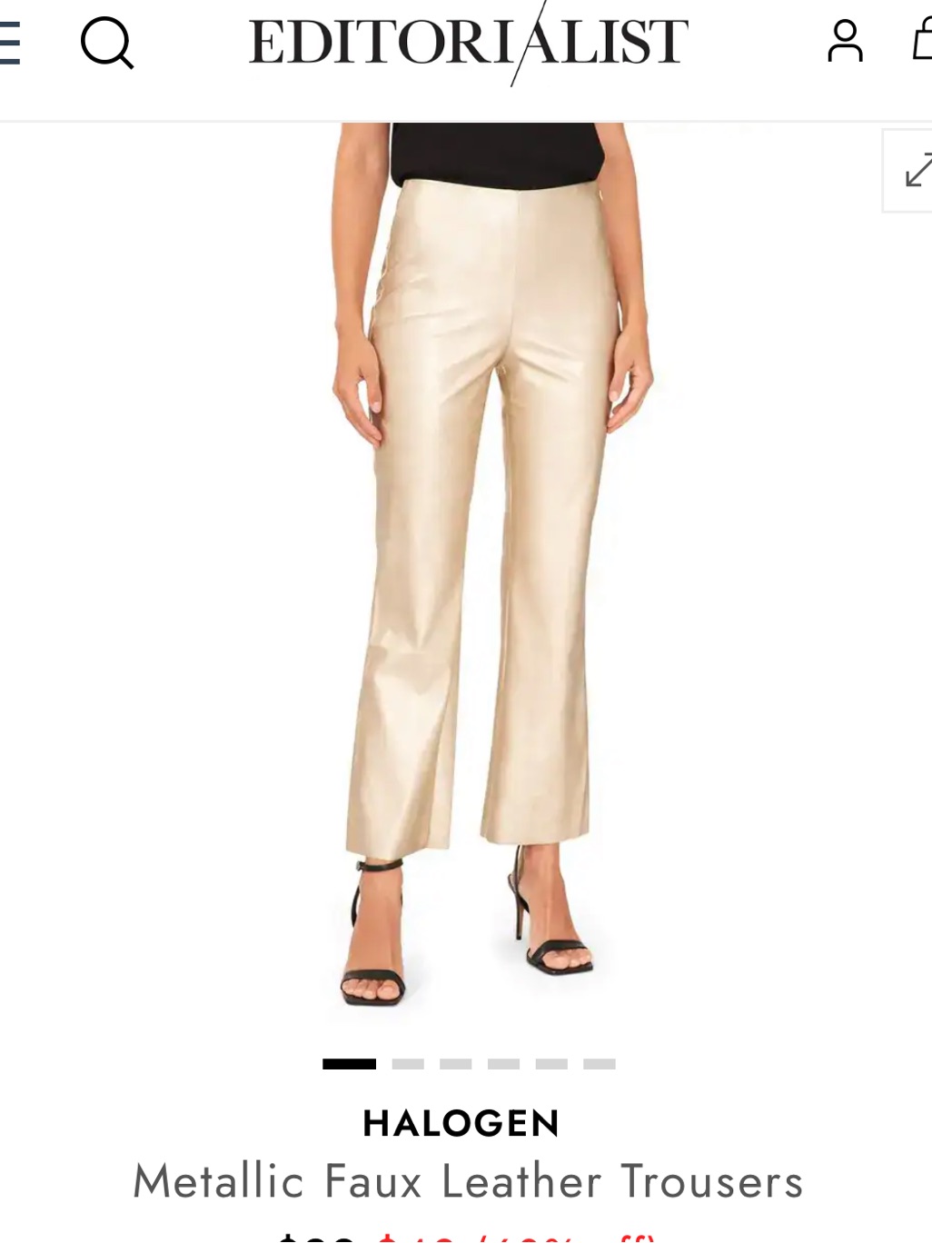 Nwot Halogen Gold Metallic Faux Leather Flare Pants Size 10